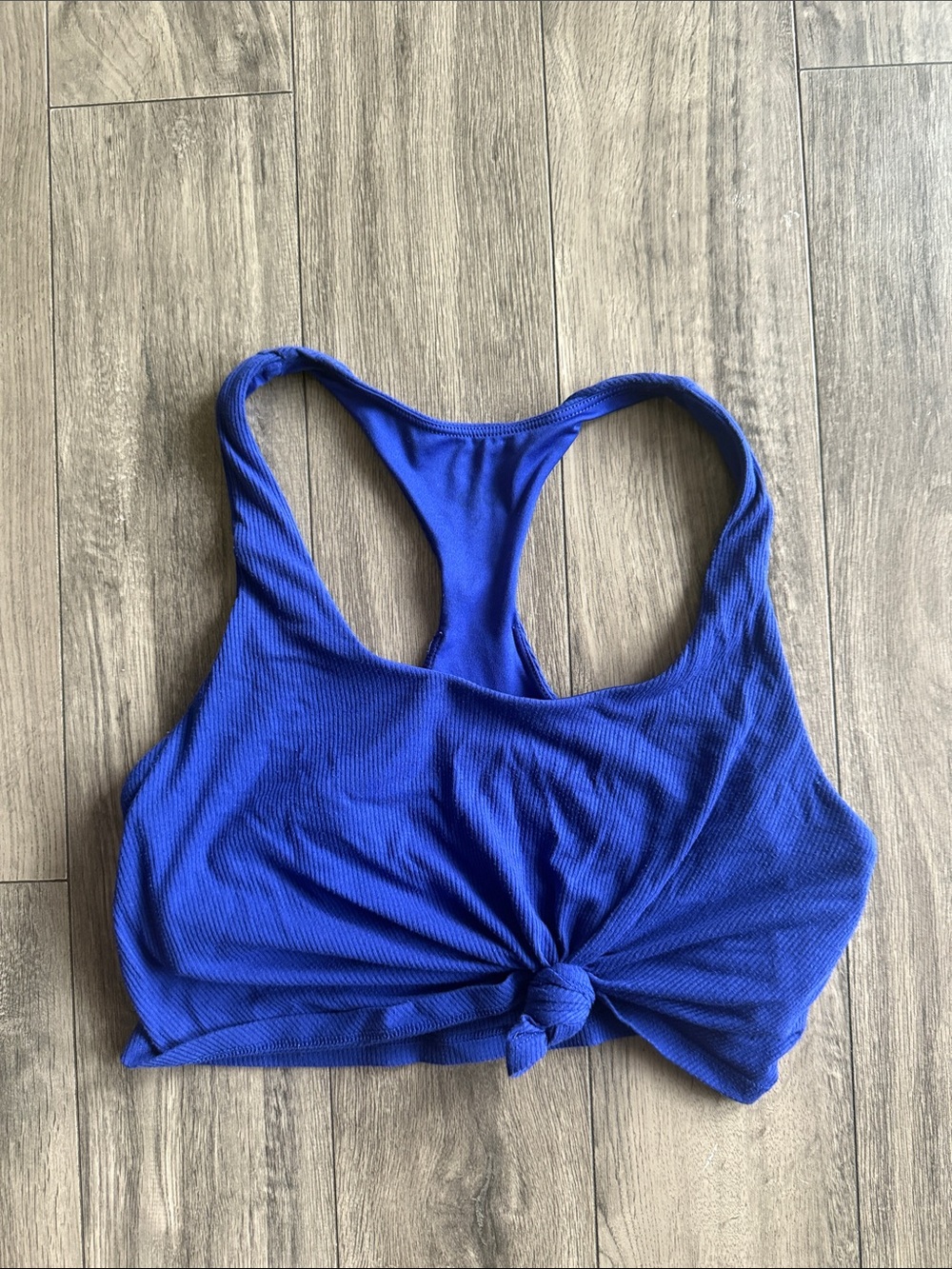 ALO Yoga Cobalt Ribbed Racerback Knot Bralette